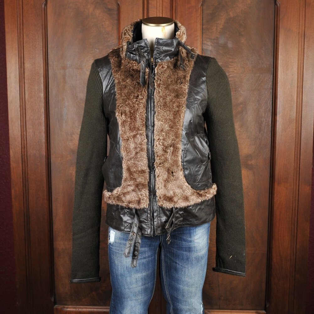 Static Women's Faux Leather and Fur Jacket Size M